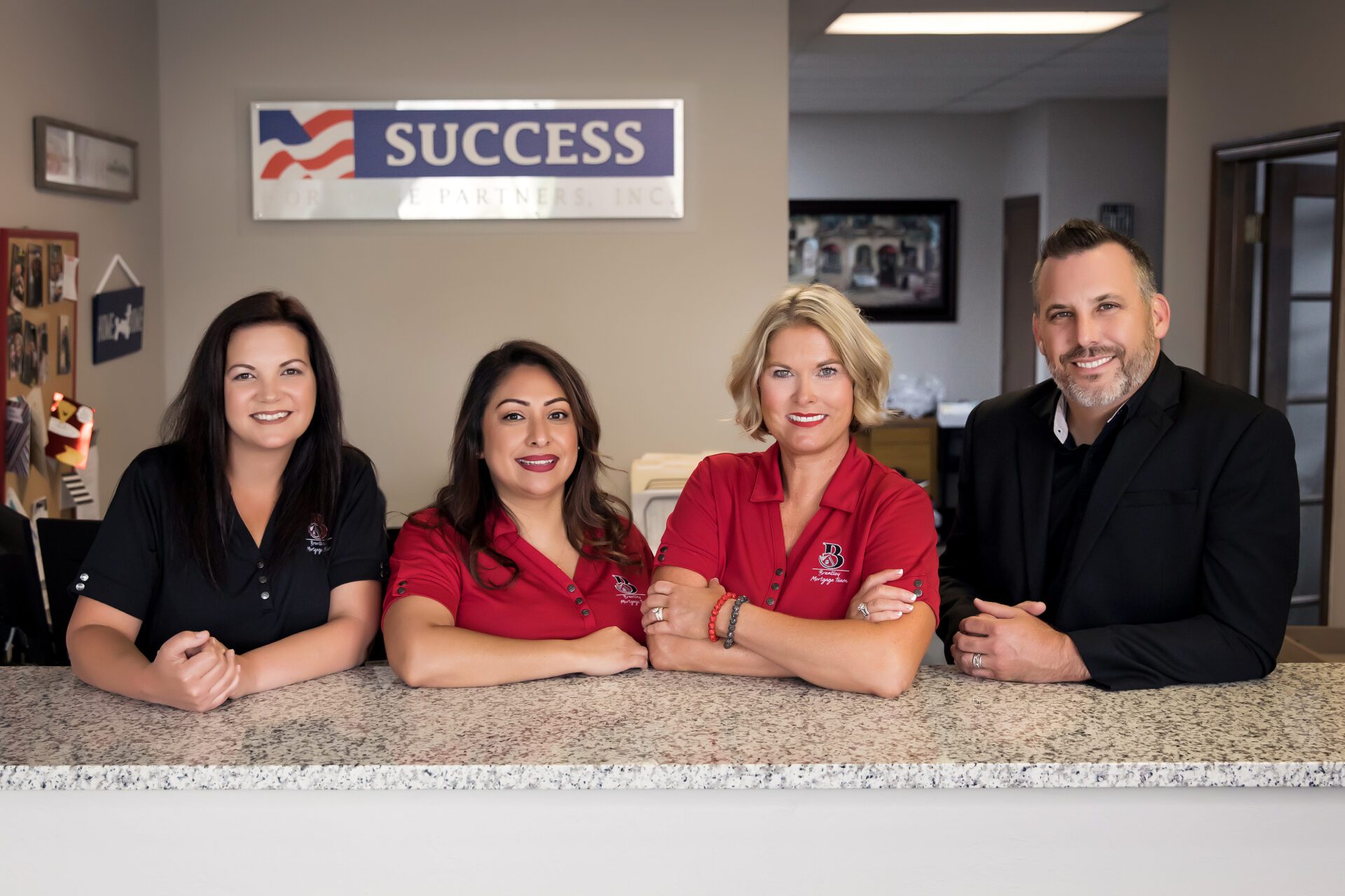 Team behind counter